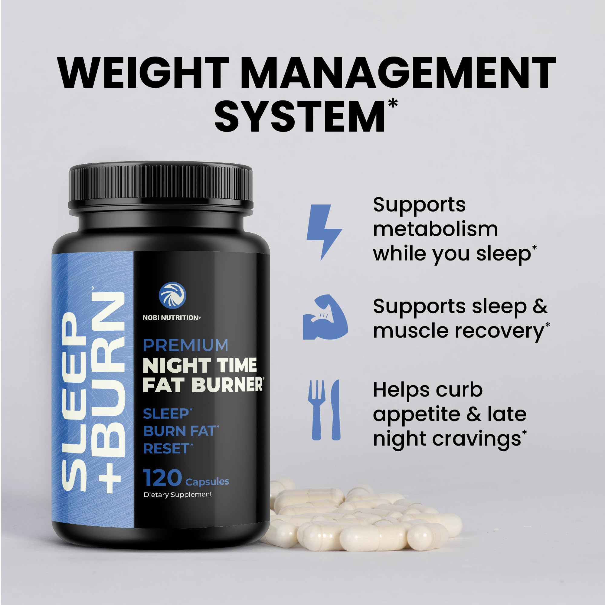 Night Time Fat Burner product packaging and logo