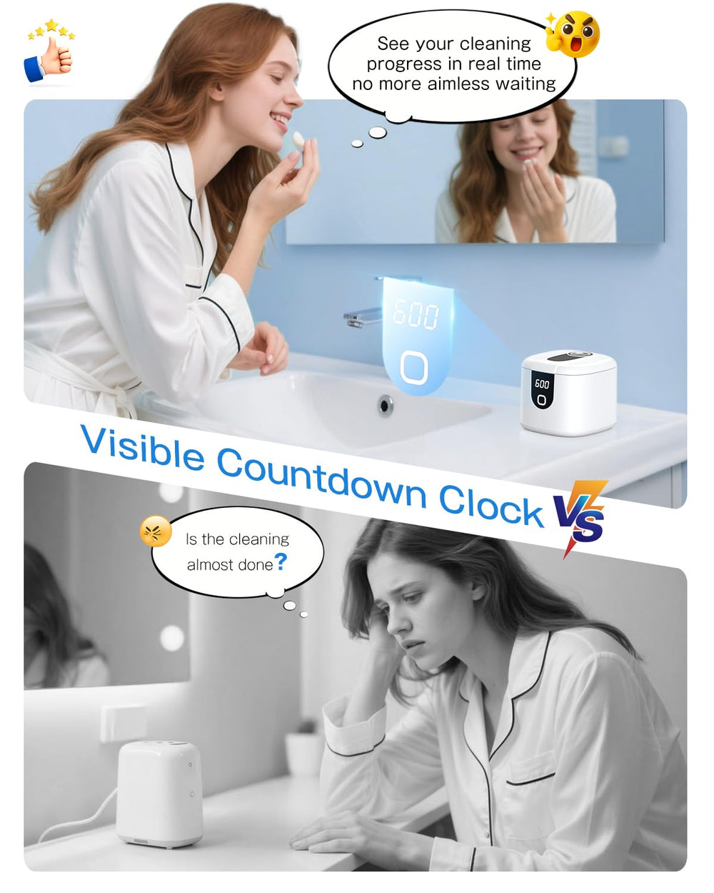 Cleaning nightguards and jewelry in the device