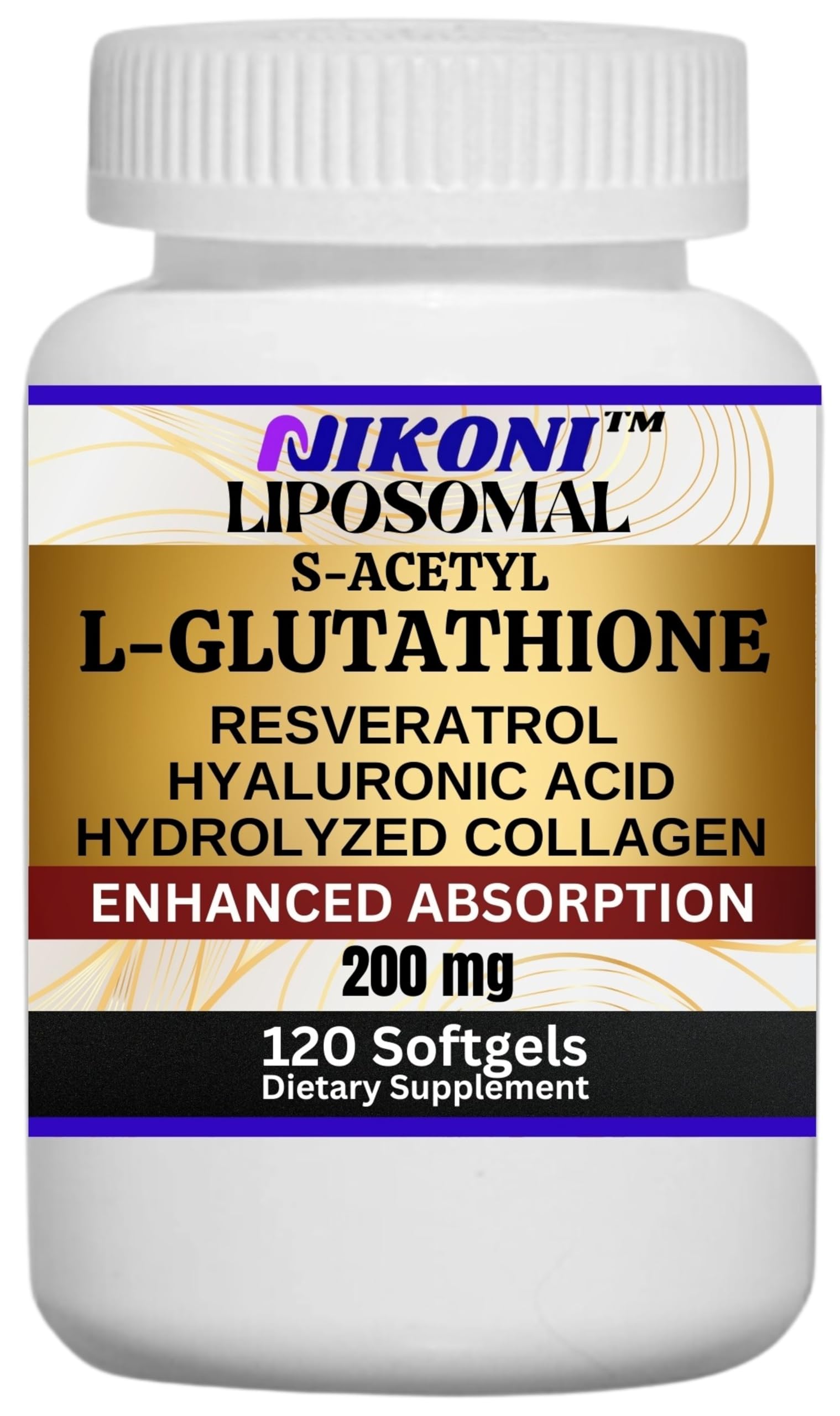 Nikoni liposomal S-acetyl L-glutathione and resveratrol softgels - 500 mg per serving