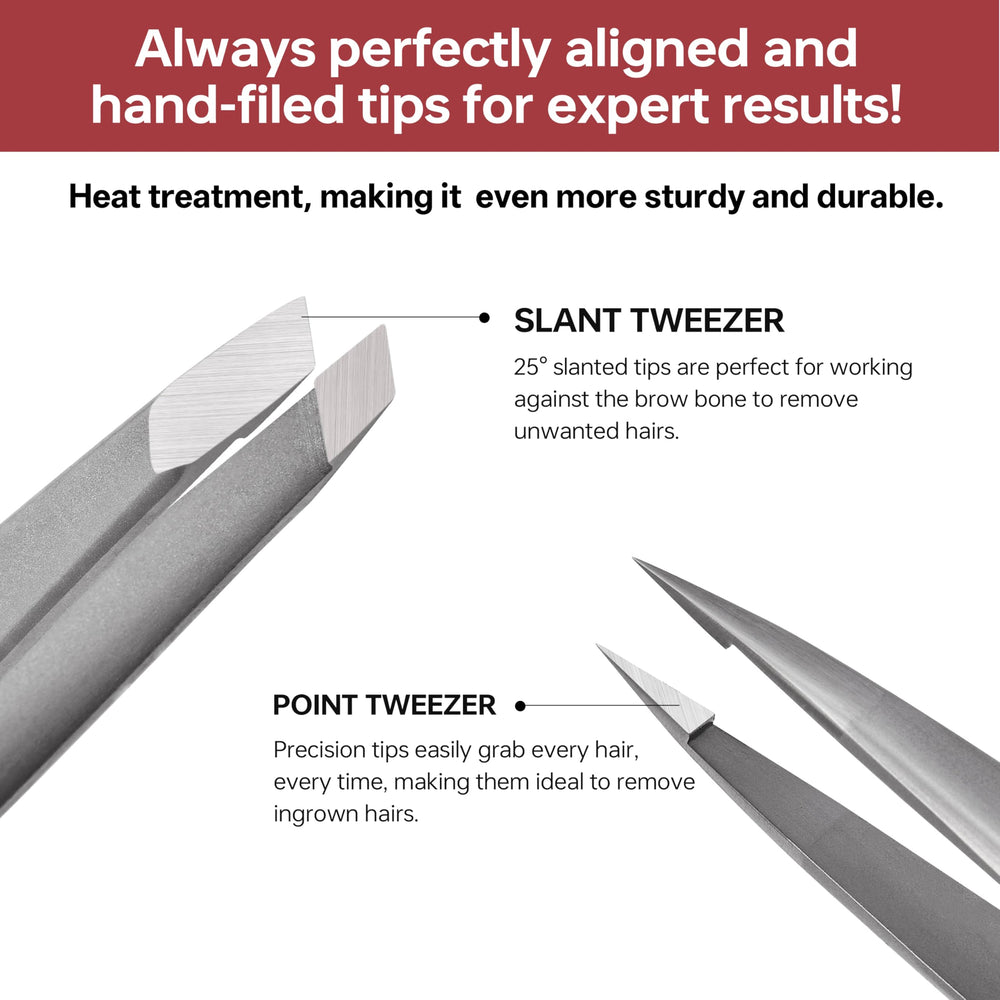 NILIYA Eyebrow Tweezers ergonomic handle for steady control and less hand fatigue.