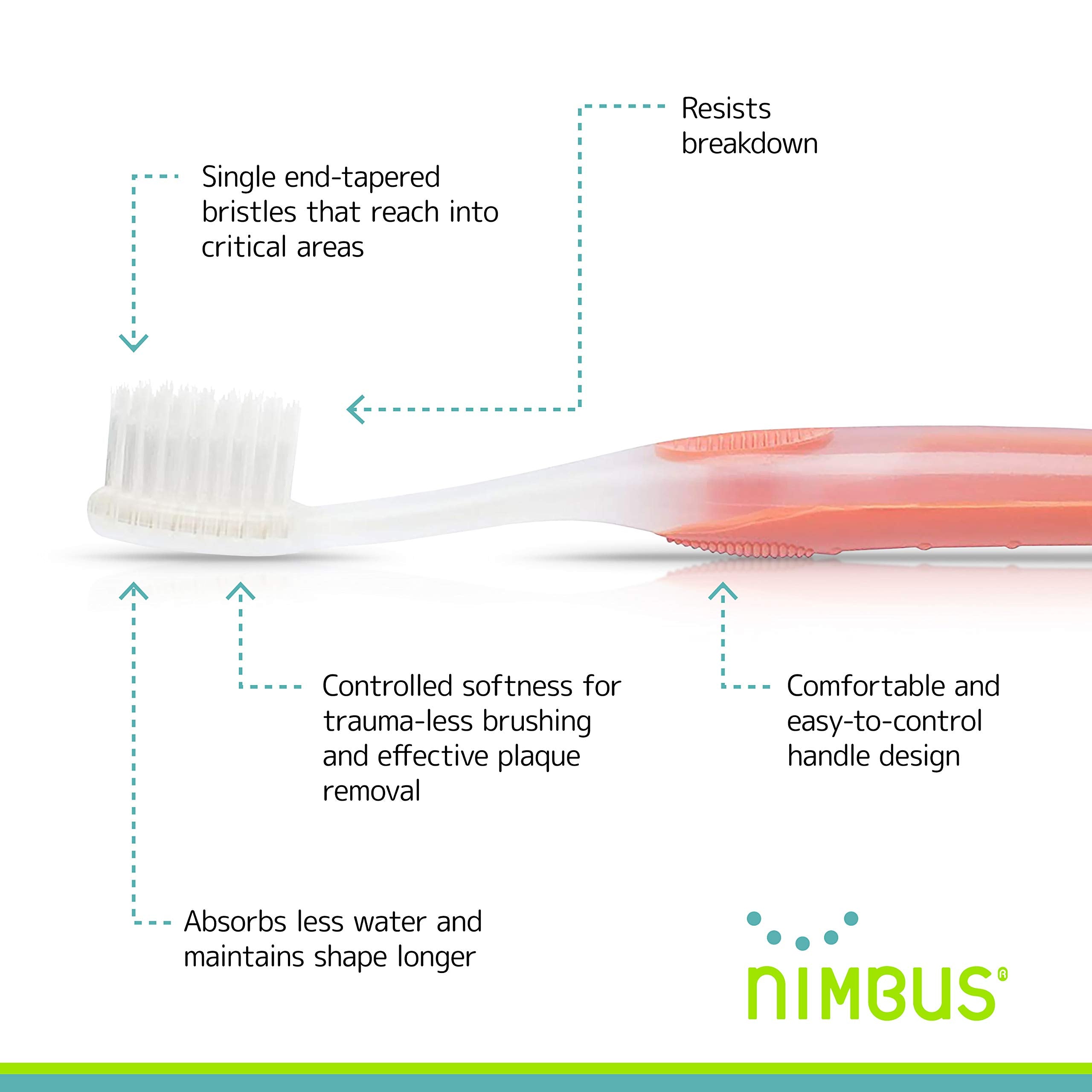 Pack of four Nimbus Nimby travel toothbrushes in assorted colors