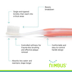 Pack of four Nimbus Nimby travel toothbrushes in assorted colors