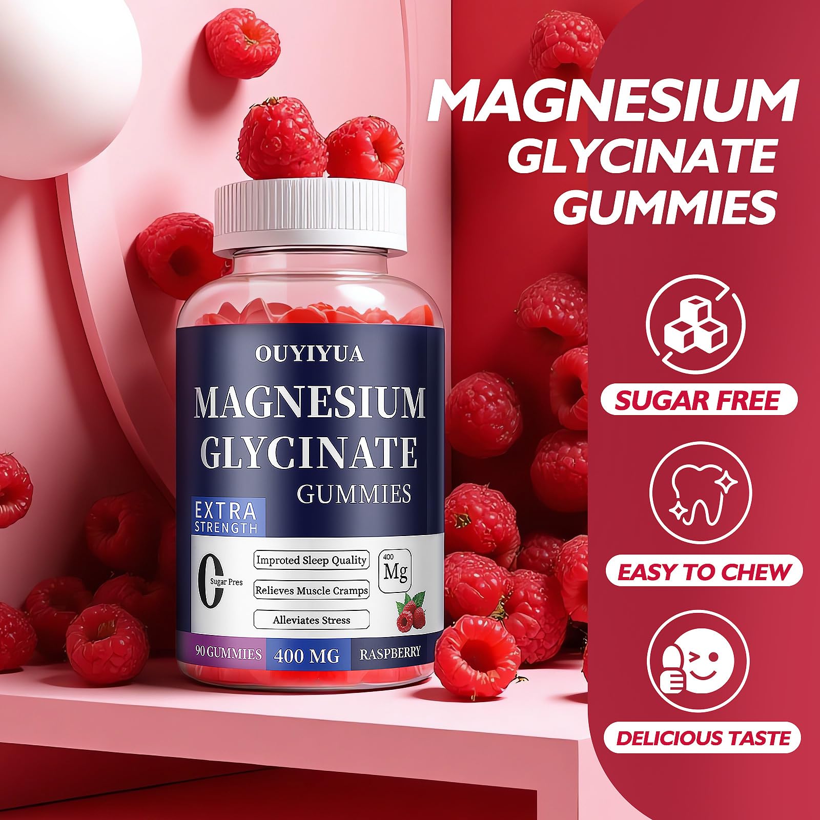 90-day supply packaging of magnesium glycinate gummies