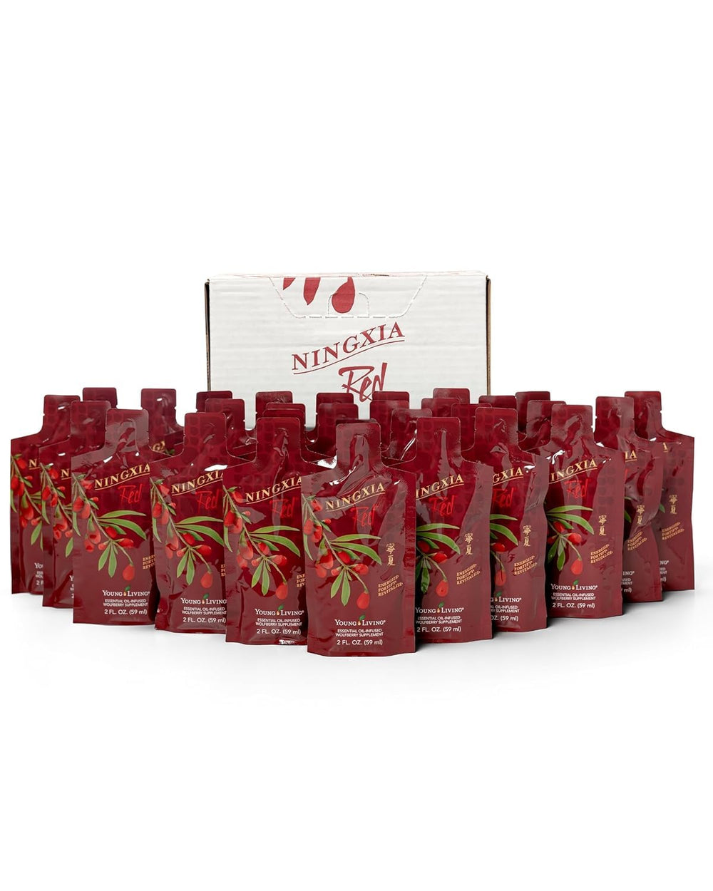 Front view of NingXia Red 30-pack with 2 fl oz singles