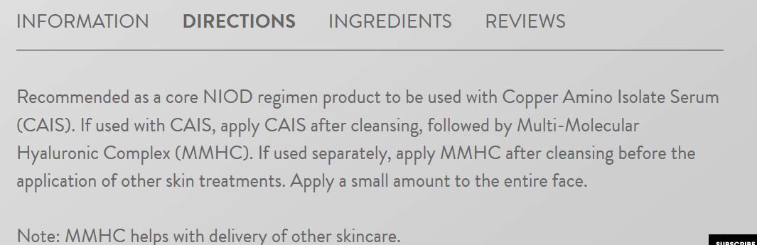 NIOD Hyaluronic Complex product shot highlighting hydration benefits