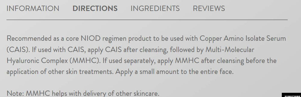 NIOD Hyaluronic Complex product shot highlighting hydration benefits
