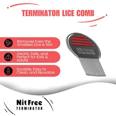 Nit Free Terminator stainless steel comb anti-slip handle for safe grooming