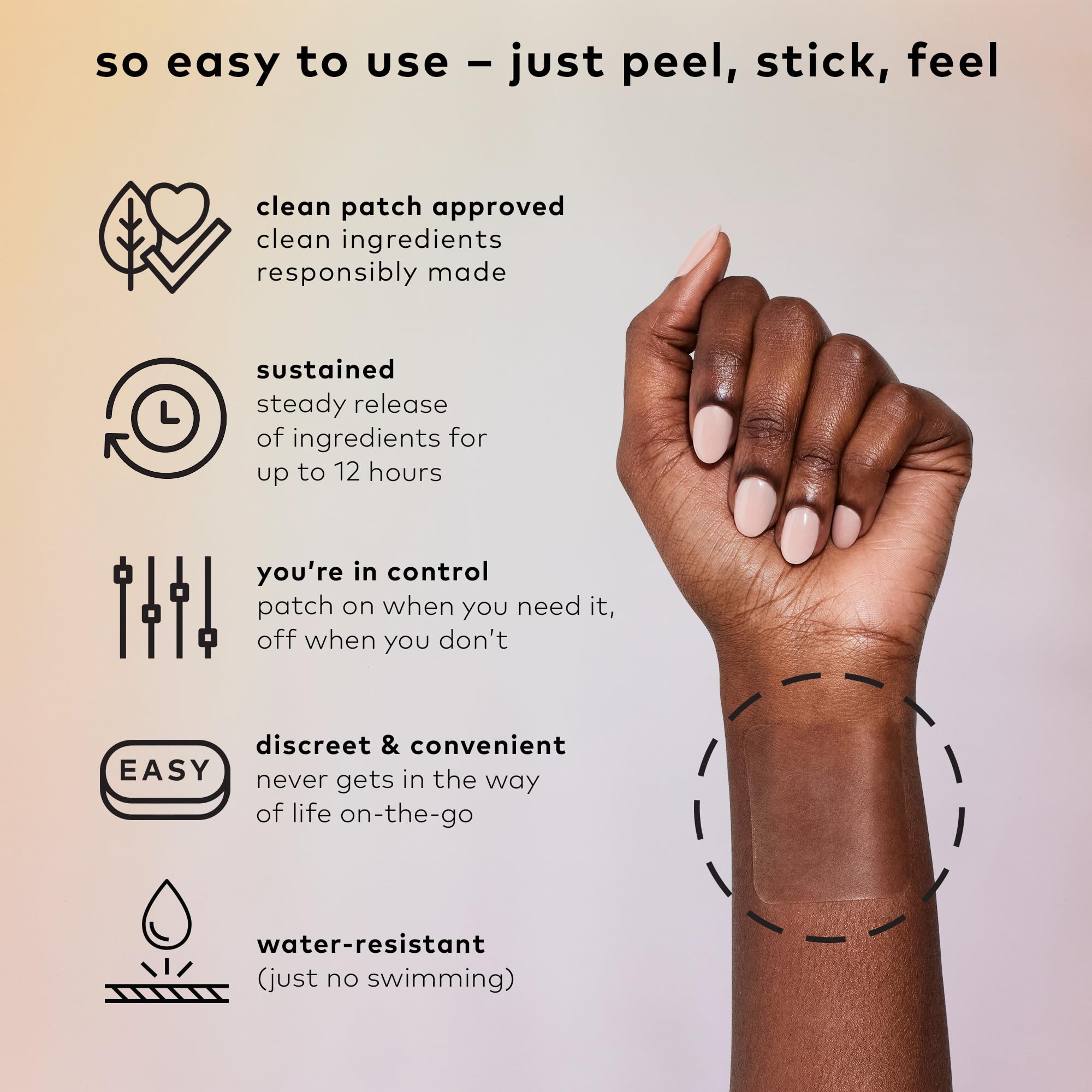 Hemp and Melatonin ingredients on the patch label