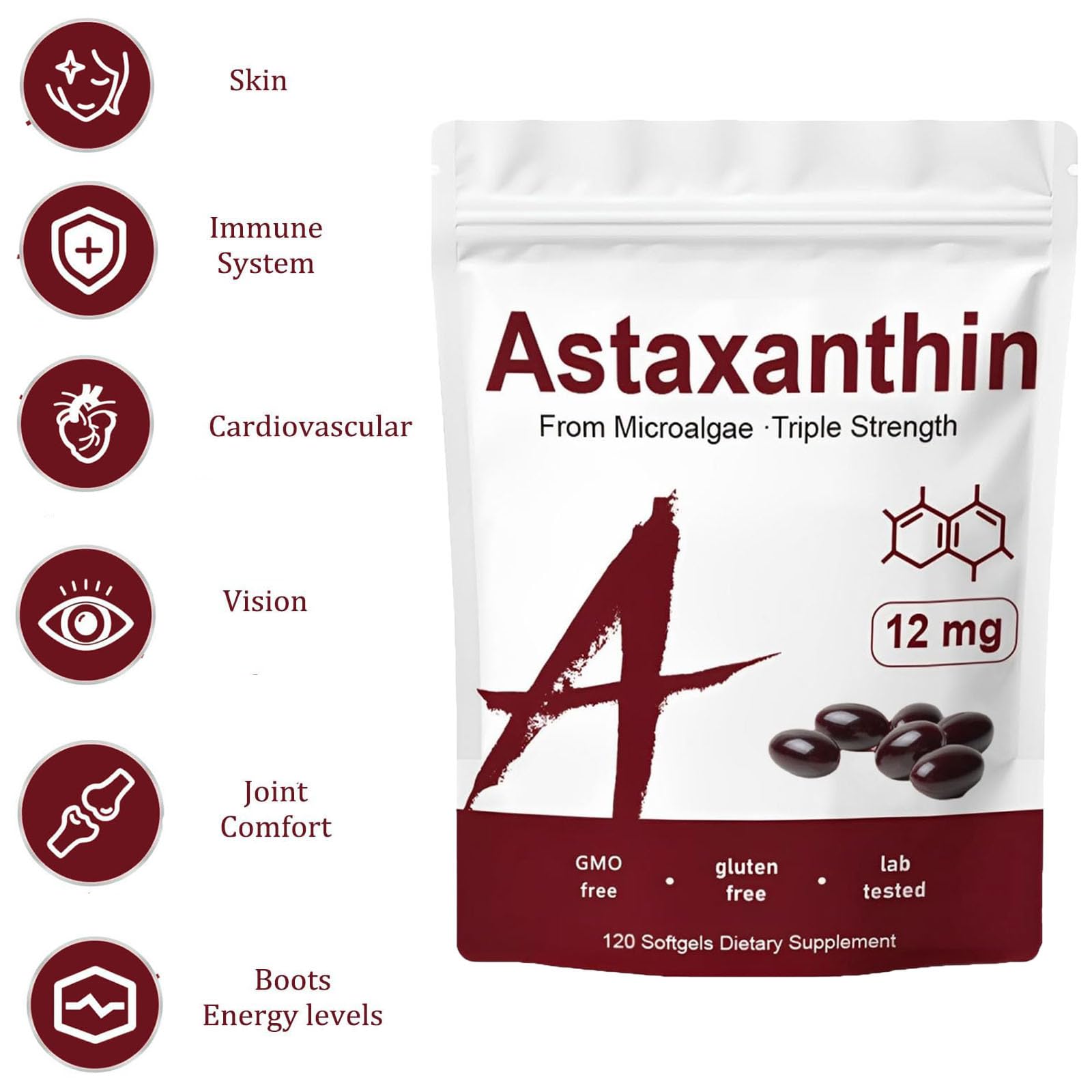 Nitidissima Astaxanthin 12mg label on bottle
