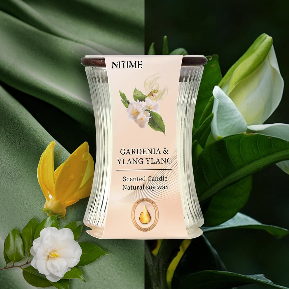 NITIME wood wick candle crackle adds gentle campfire ambience