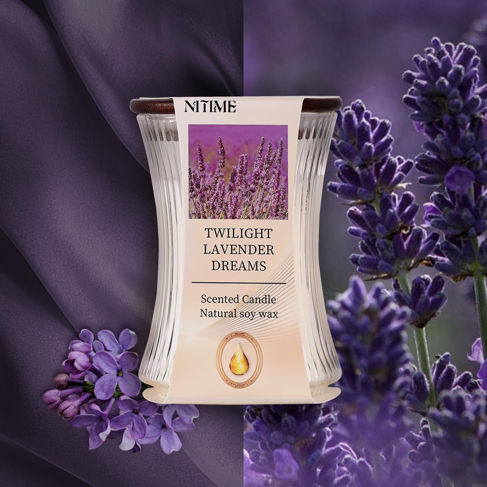 NITIME wood wick crackle candle creates soothing campfire-like ambience