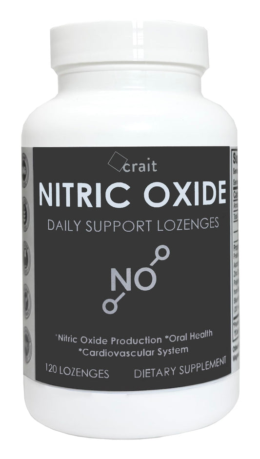Nitric Oxide Lozenges 120-count bottle on white background
