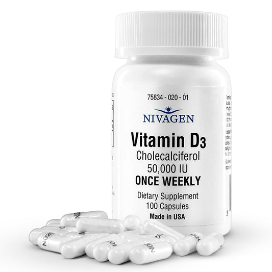Nivagen D3 50,000 IU weekly dose bottle hero image