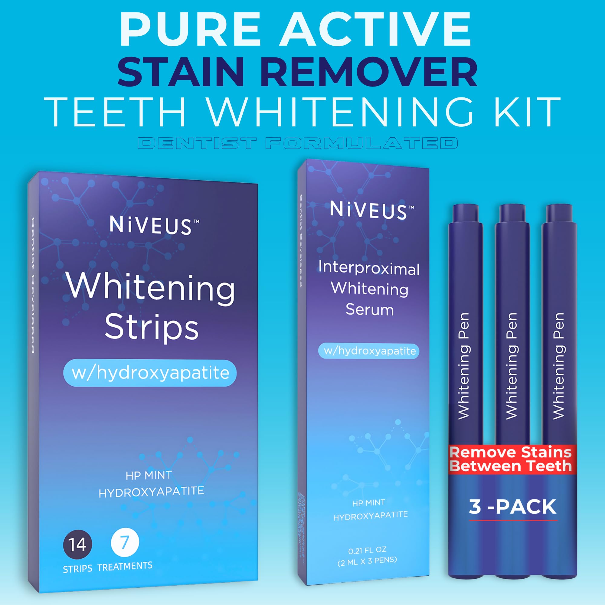Before and after comparison of teeth whitening with Niveus strips