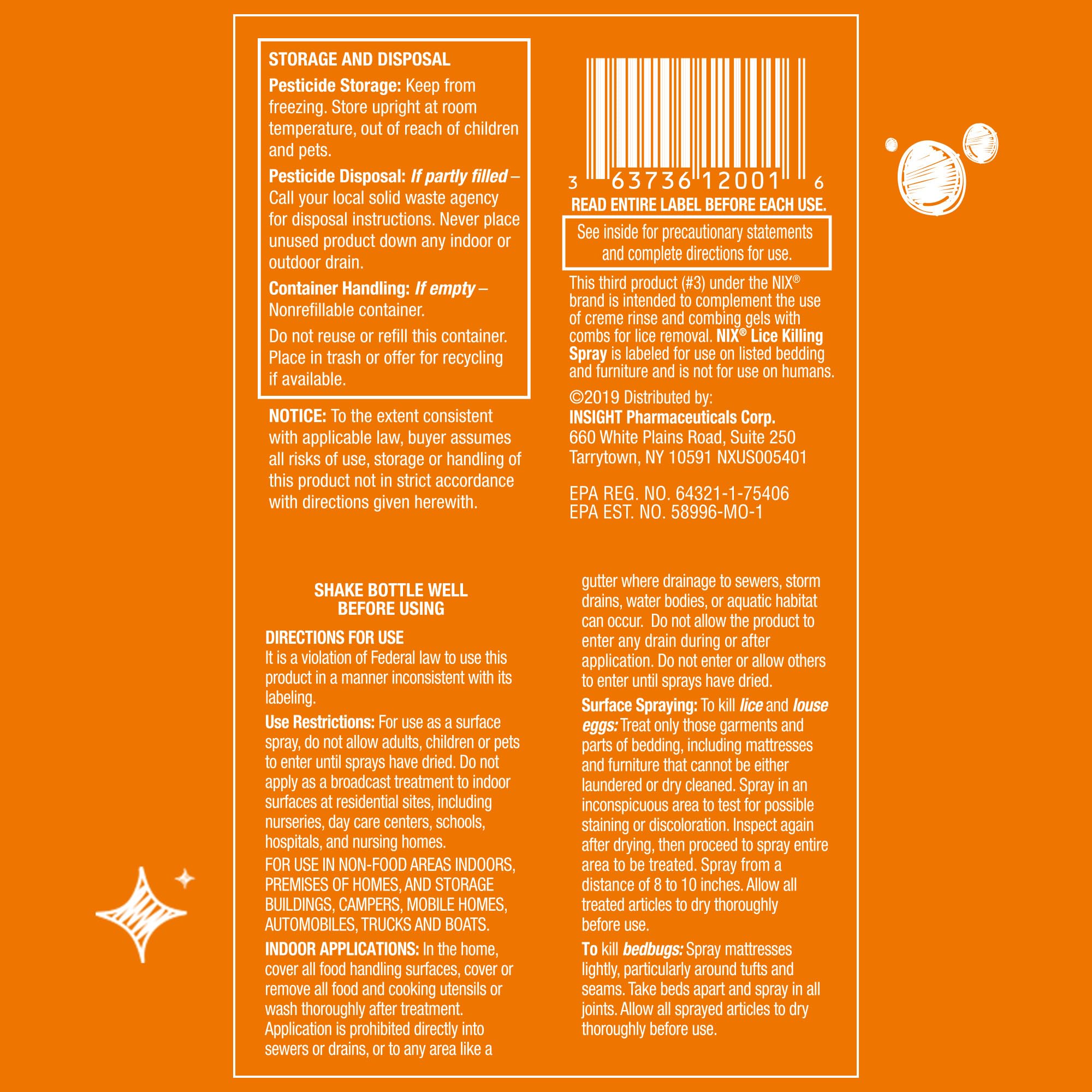 Nix Lice & Bed Bug Spray for home use with quick, fabric-safe application