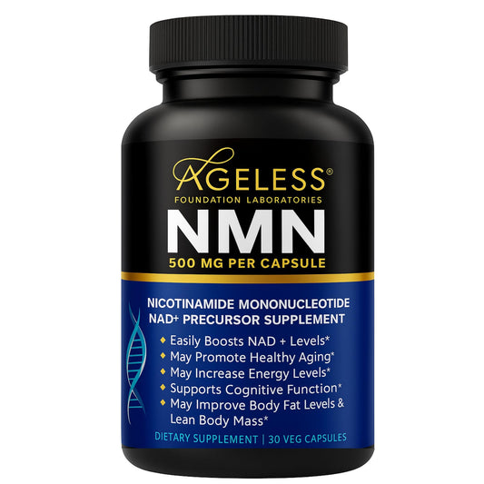 NMN 500mg capsules bottle on white background