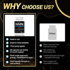 Front packaging of NMN Complex Plus+ 60-capsule bottle