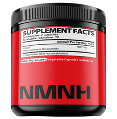 Serving size and dosage information on NMNH packaging