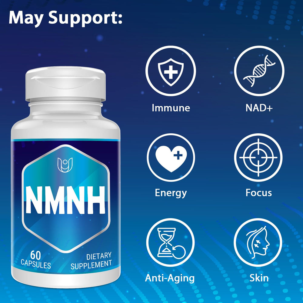 Close-up of NMNH 500 mg capsule against a neutral backdrop