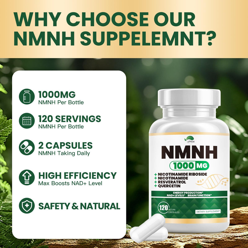 Non-GMO and gluten-free labeling on NMNH bottle