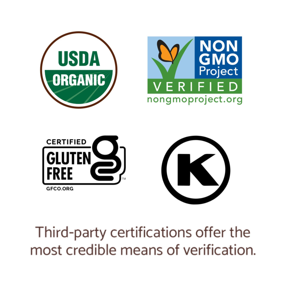 Label showing no added sugar, vegan, gluten-free