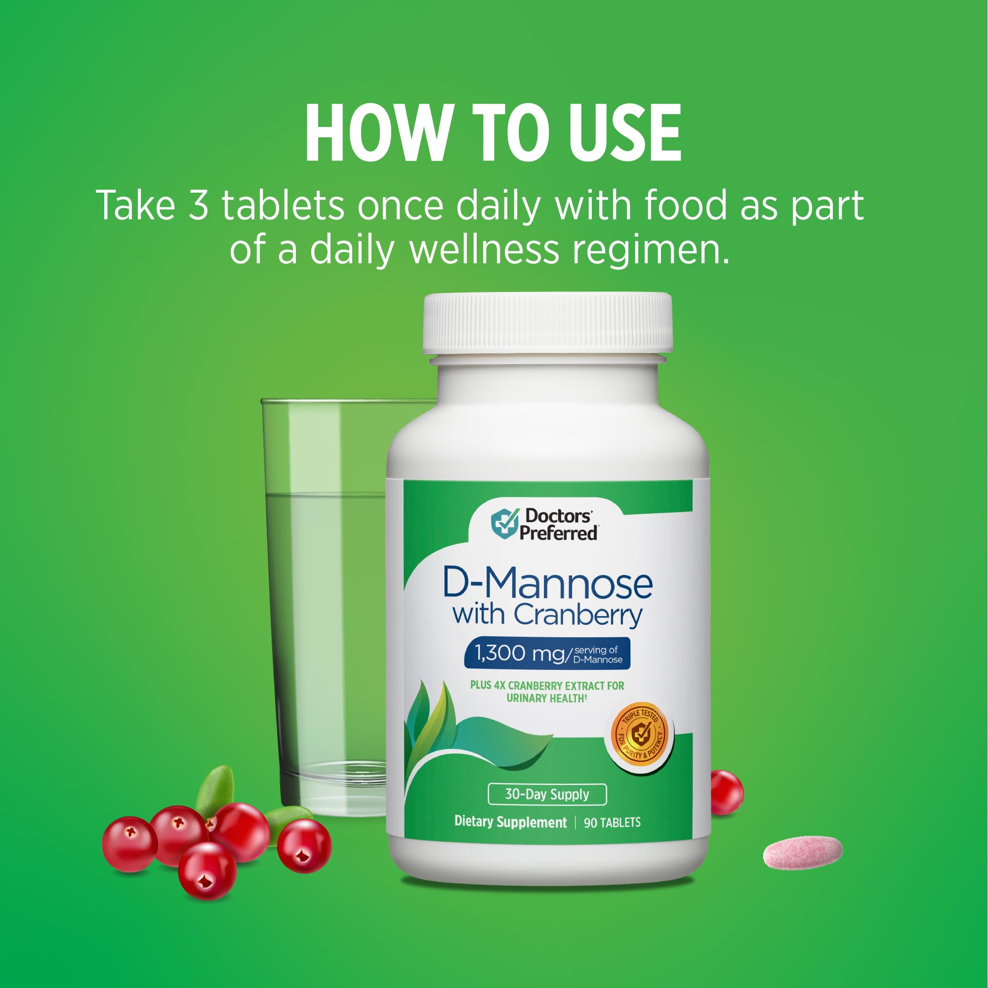 No artificial colors or flavors on D-Mannose Cranberry supplement