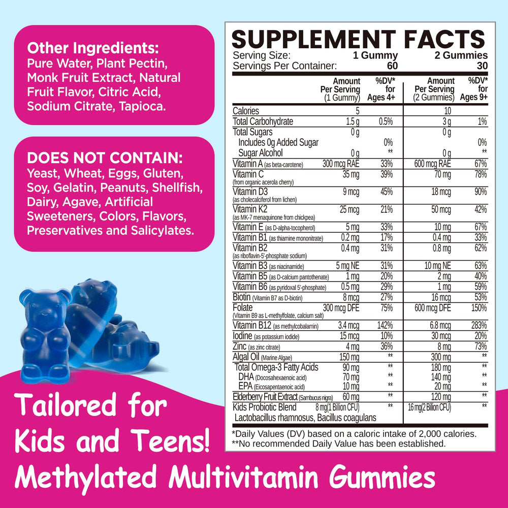 Gummy vitamins without artificial colors, non-GMO