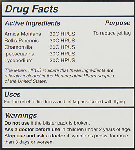 No Jet Lag ingredients and dosage information
