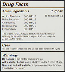 No Jet Lag ingredients and dosage information
