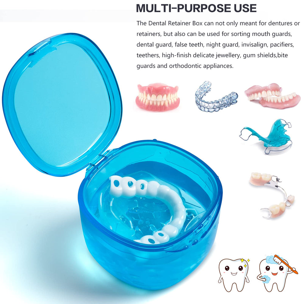 No-Leak Denture Bath Case in transparent blue – side view
