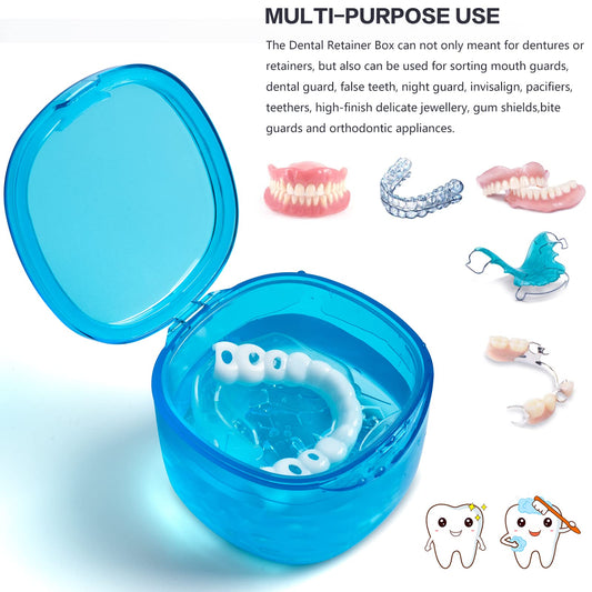 No-Leak Denture Bath Case in transparent blue – side view