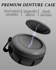 Denture case black travel closed with twist lid