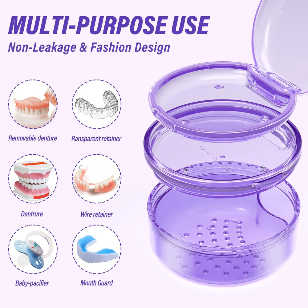 Denture case lid with silicone ring to prevent leaks