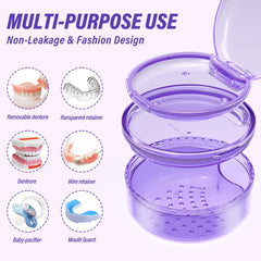 Denture case lid with silicone ring to prevent leaks