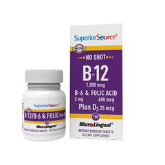No Shot B-12 1000 mcg with B-6, Folic Acid and D-3 1000 IU tablet