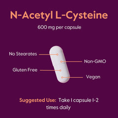 N-Acetyl L-Cysteine 600mg capsule with no silica