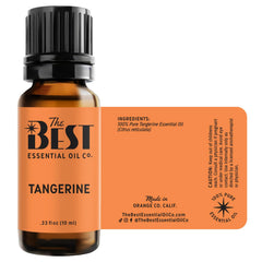 Label showing no synthetic additives on Tangerine oil bottle