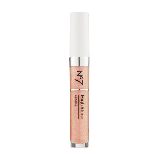 No7 High Shine Lip Gloss Sparkling Rose bottle delivering hydrating shine