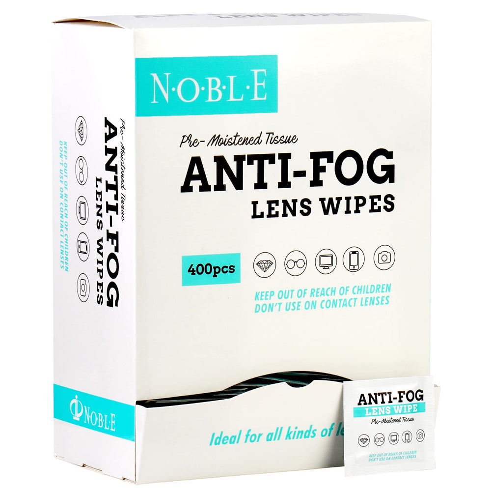 Box of Noble Anti-Fog Wipes - 400 pcs front view