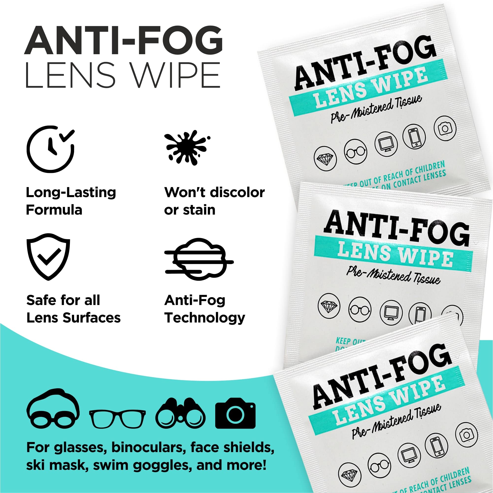 Individually wrapped Noble Anti-Fog wipes