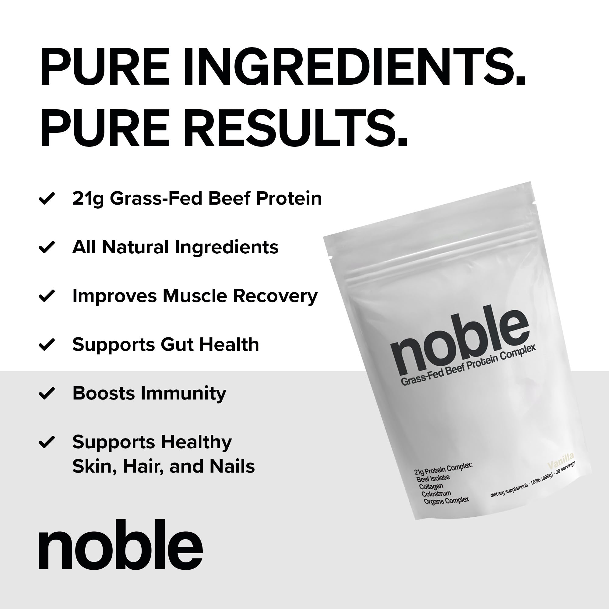 Close-up of vanilla beef protein powder scoop