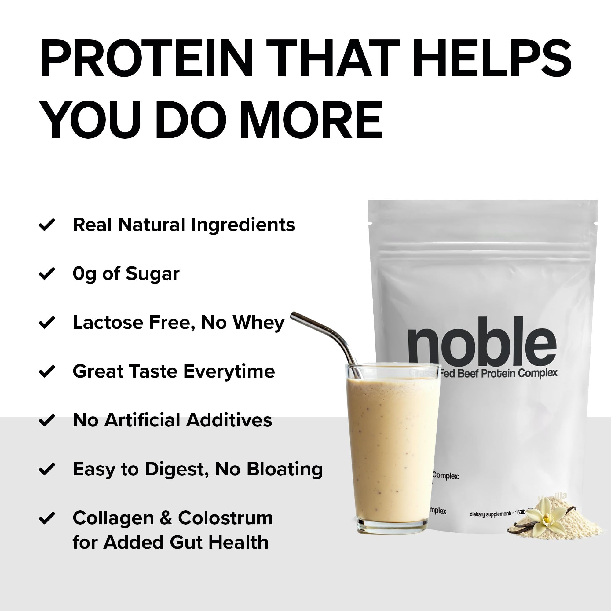 Beef protein powder with collagen and organ blend ingredients