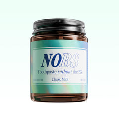 NOBS toothpaste tablets in a plastic-free glass jar