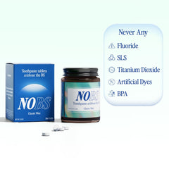 Travel-ready NOBS toothpaste tablets ideal for TSA travel