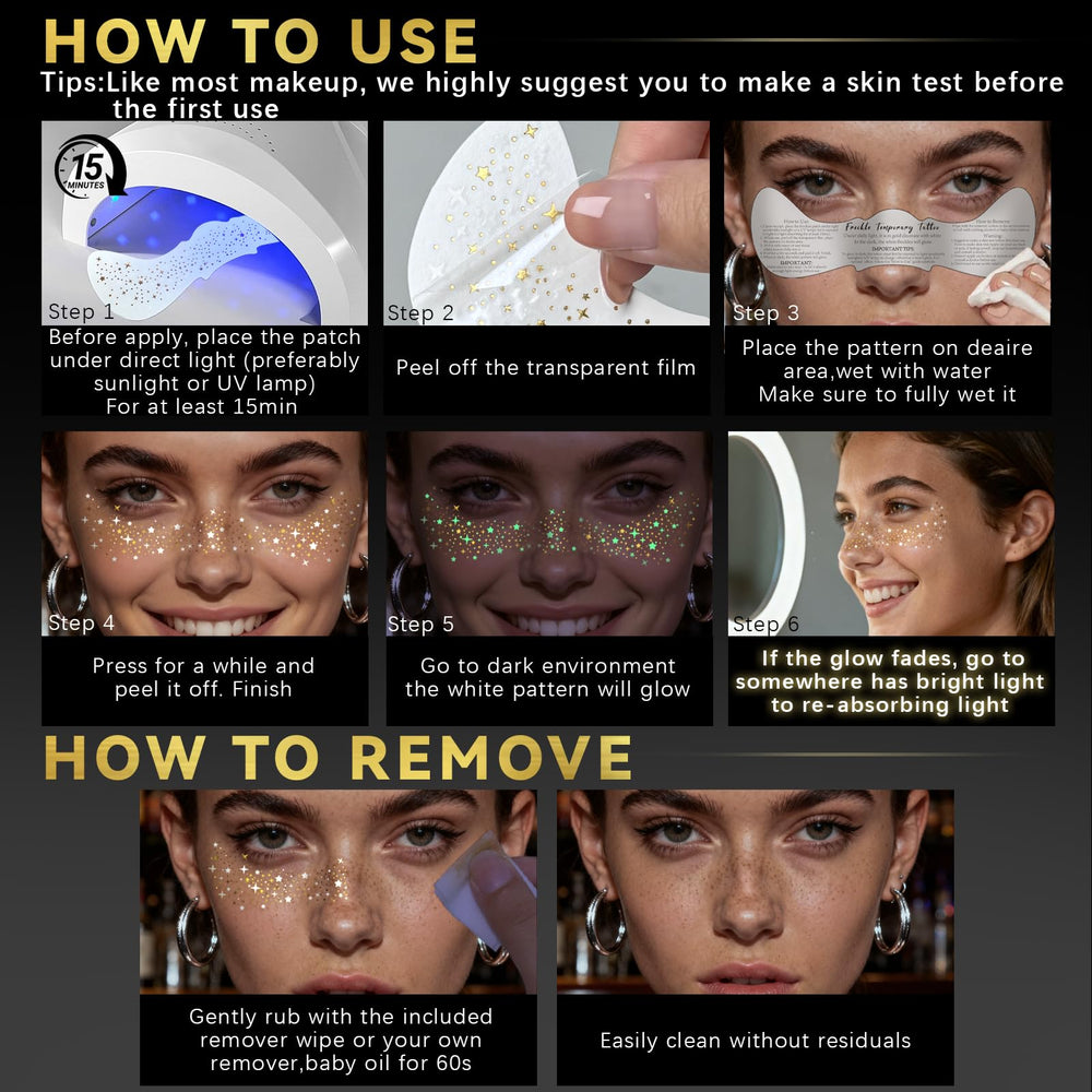 Noerrors glitter freckles tattoos easy water-activation application.