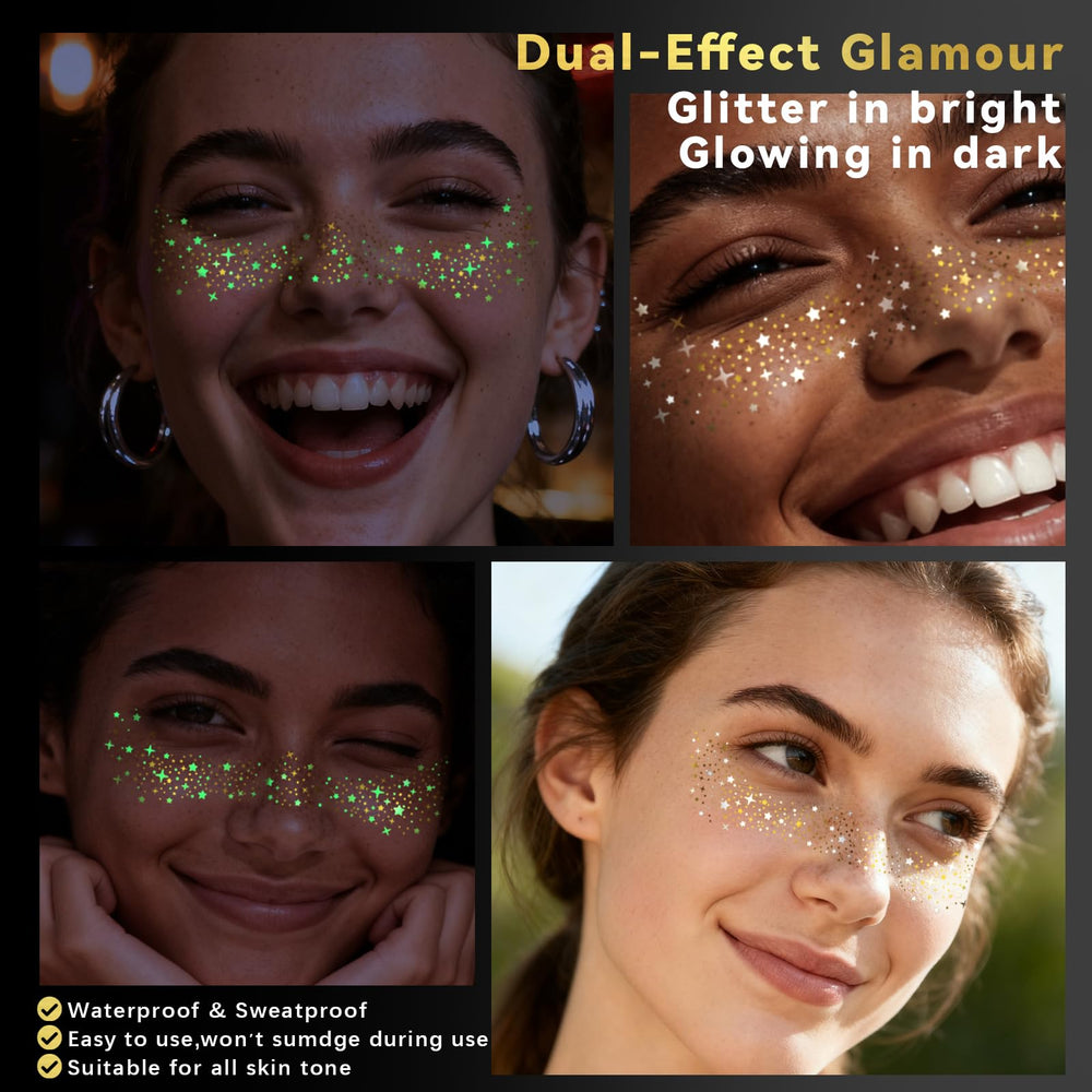 Noerrors glitter freckles tattoos waterproof and sweatproof wear.