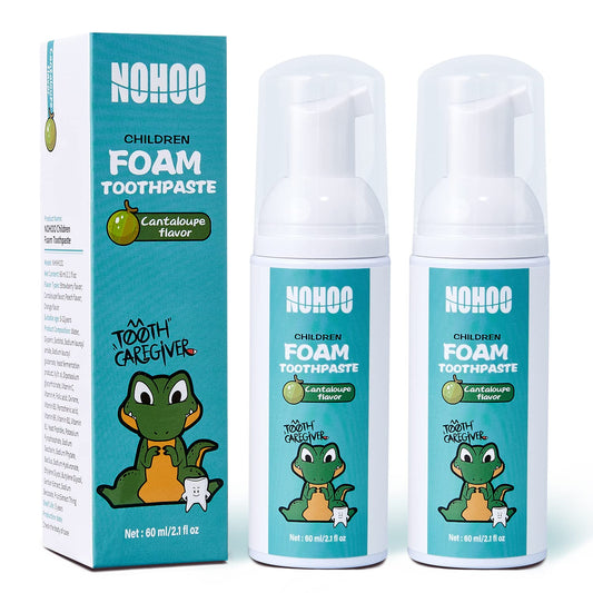 NOHOO fluoride-free kids toothpaste cantaloupe flavor packaging (2 pack)