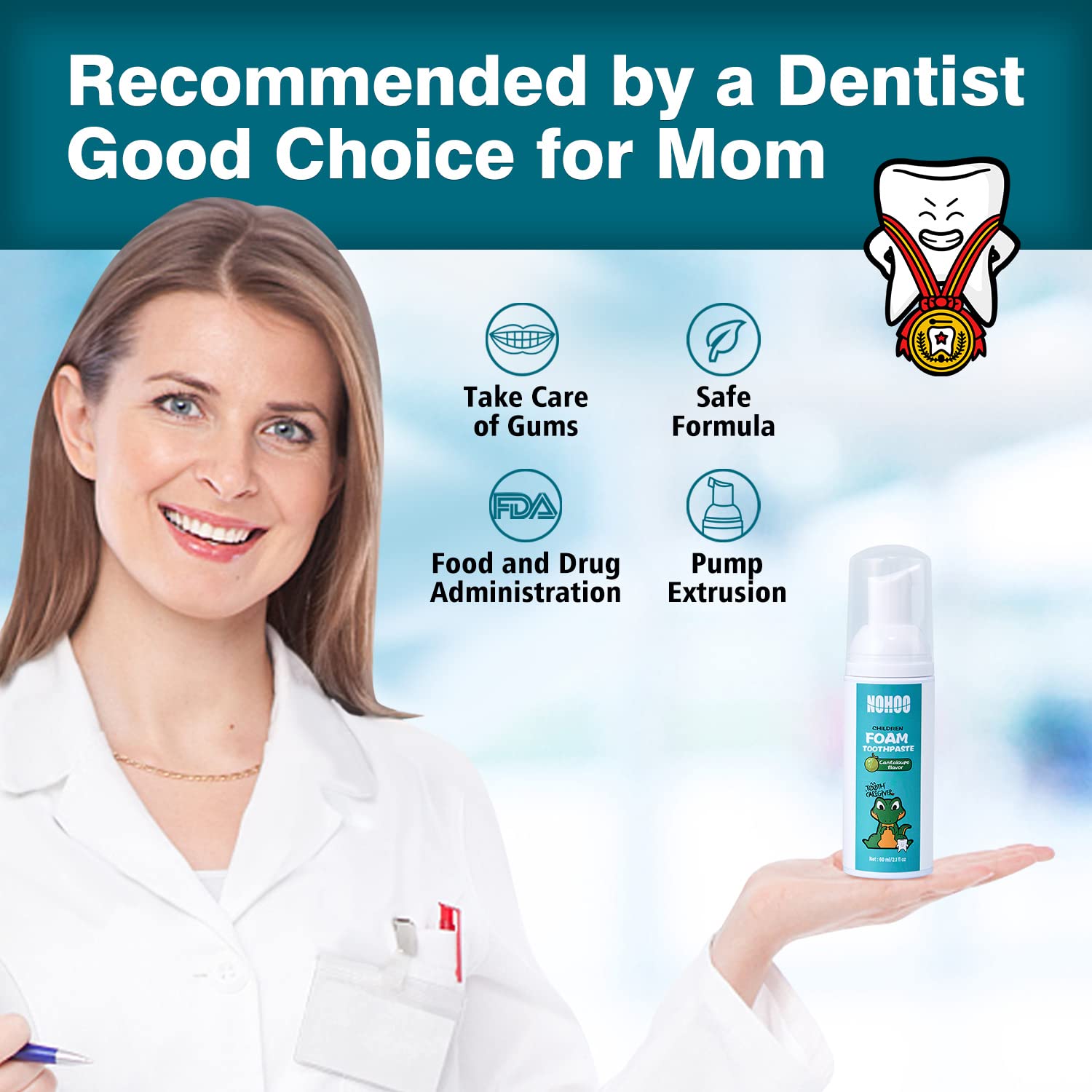 Travel-friendly 60ml NOHOO toothpaste bottle