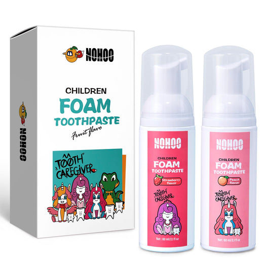 NOHOO Fluoride-Free Foam Toothpaste for Kids Strawberry Peach front view