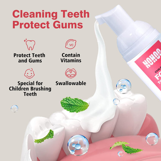 NOHOO kids fluoride-free toothpaste strawberry flavor close-up foam